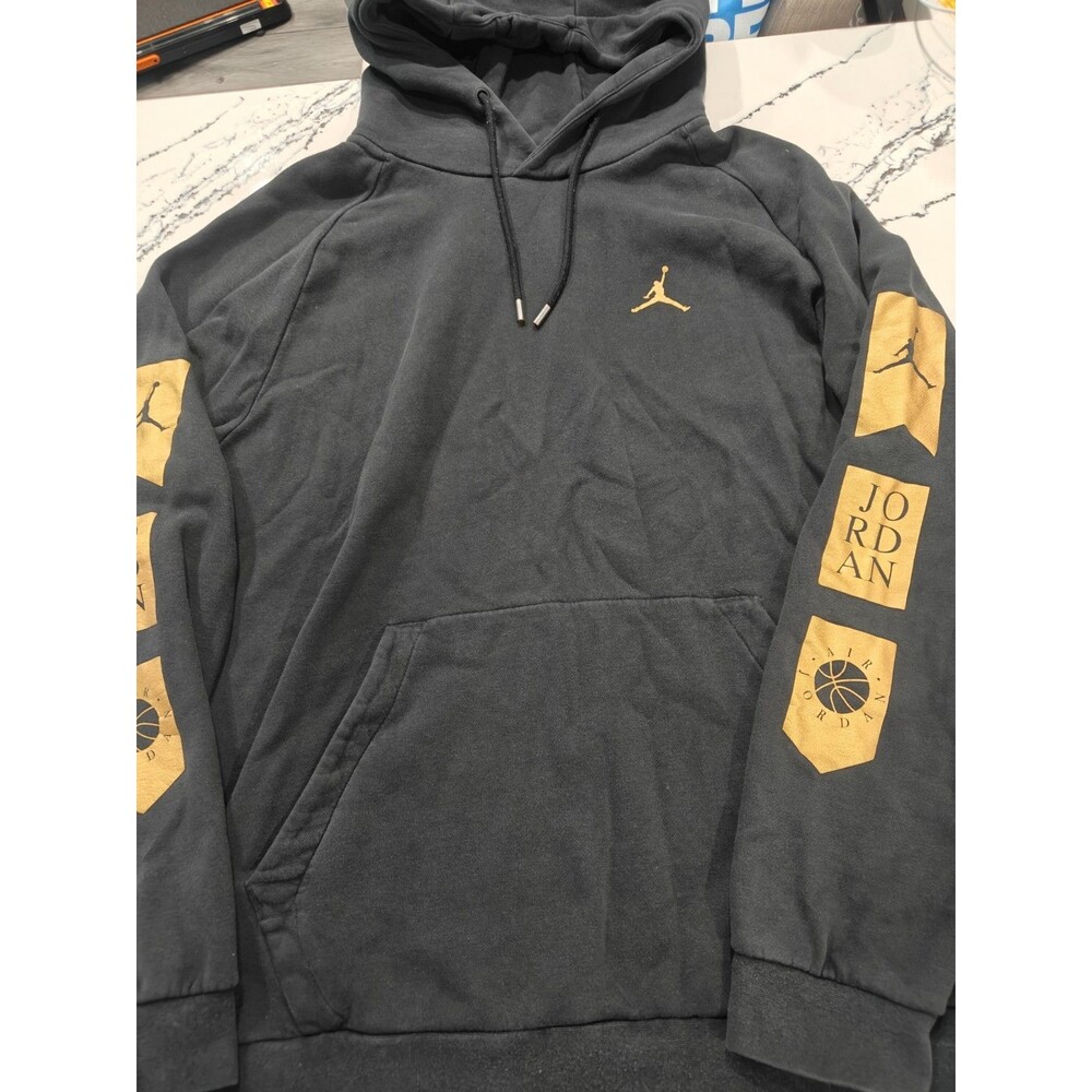 NIKE AIR JORDAN REMASTERED PULLOVER MEN'S HOODIE Gold Logo (AV0686 010) SIZE XL